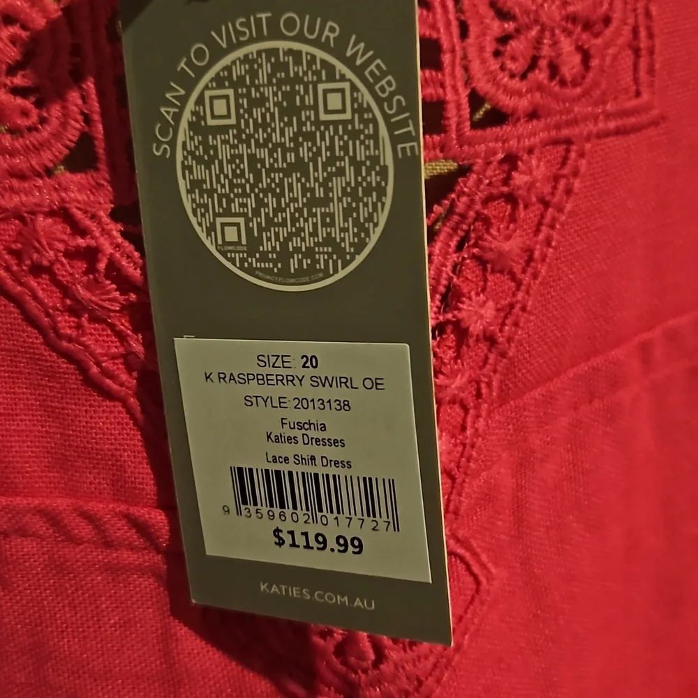 Hot Pink linen dess with broderie lace - Picture 4 of 4